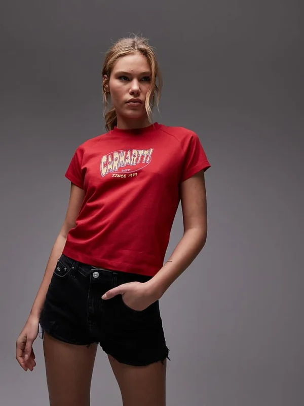 Carhartt WIP Hot Script T-shirt In Red For Women