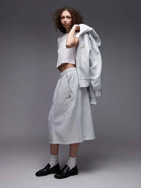 Carhartt WIP American Script Sweat Skirt In Grey Marl For Women